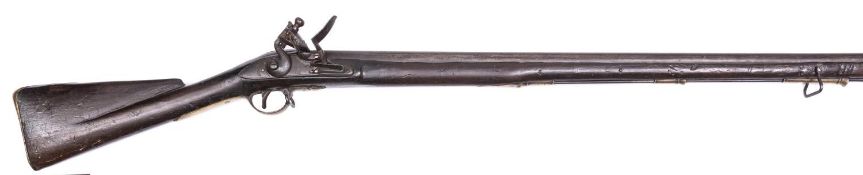 A late 18th century 14 bore Brown Bess style flintlock musket, 52½” overall, barrel 37" with B’ham