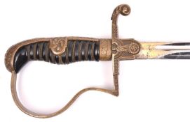 A Third Reich Army officer’s sword, plated blade 33", by Puma, Solingen, the brass hilt embossed