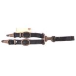 A set of Third Reich black leather hanging straps for 2nd pattern RLB Leader’s dagger, all metal