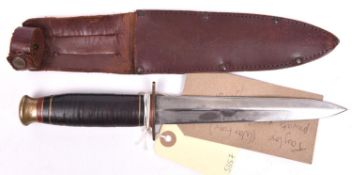 A WWII era sheath knife, DE blade 6½” marked with eye logo and “Taylor Witness Sheffield England”,