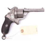 An Italian 6 shot 9mm Mazzocchi single action pinfire revolver, c 1860, round barrel 87mm (3½”),
