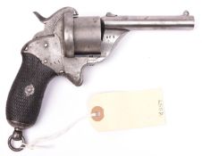 An Italian 6 shot 9mm Mazzocchi single action pinfire revolver, c 1860, round barrel 87mm (3½”),