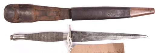 A 1st Pattern FS fighting knife, blade marked “The FS Fighting Knife, Wilkinson Sword” etc, plated