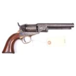 A 6 shot .31" Colt Model 1849 Pocket percussion revolver, numbered 217983 on the frame, trigger