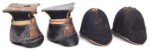 Two post 1902 troopers lance caps FC (no badges, chin chains etc, mothed and worn); and the skulls