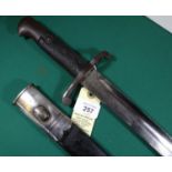 An 1856 Pattern Enfield yataghan bayonet, king’s head mark on blade, rack number to pommel, black