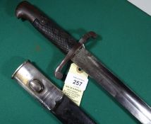 An 1856 Pattern Enfield yataghan bayonet, king’s head mark on blade, rack number to pommel, black