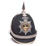 A Victorian officer’s home service pattern blue cloth helmet of the Royal Sherwood Foresters, fine