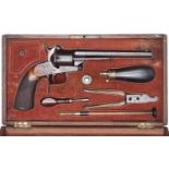 A most unusual French 6 shot 9mm Lefaucheux single action breech loading percussion revolver, to