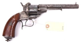 A French 6 shot 9mm Lefaucheux Model 1860 single action pinfire revolver, number 1774, octagonal