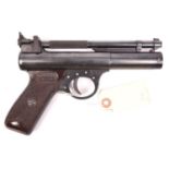 A .22” Webley Premier “E” series air pistol with blued finish, batch number 168, date stamp “6 71”