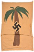 A Third Reich Deutsches Afrika Korps banner, 52" x 34", sand colour with overlaid palm tree and