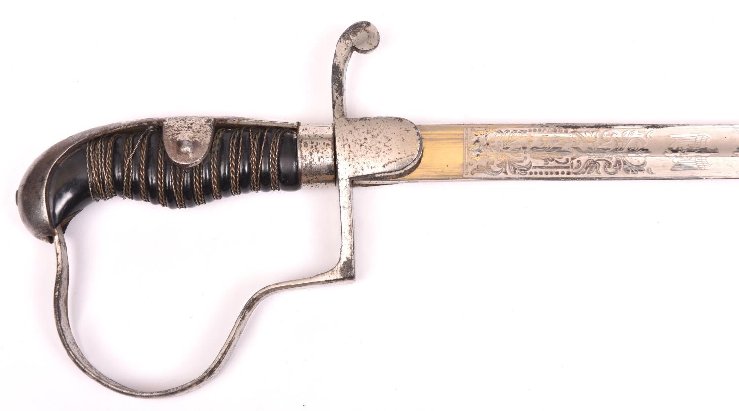 A Third Reich Army officer’s sword with double etched blade, by Alcoso, Solingen, the plated blade