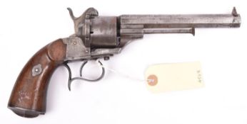 A French 6 shot 12mm Lefaucheux Model 1855 single action pinfire revolver, number 1696, the