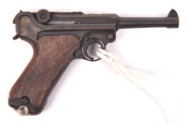 A finely crafted non working miniature German P08 Luger automatic pistol, 2¼” overall, made by the