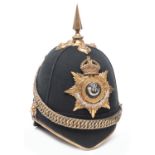 An officer’s post 1902 green cloth home service helmet of the Oxfordshire Light Infantry, KC HP,