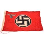 A small Third Reich printed linen state flag (Reichsdienstflagge), the hoist stamped with eagle