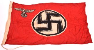 A small Third Reich printed linen state flag (Reichsdienstflagge), the hoist stamped with eagle
