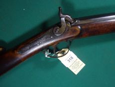 A provincial quality SB 12 bore percussion sporting gun, 48½” overall, barrel 33” with traces of