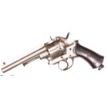 A Belgian made 6 shot 12mm Francotte type closed frame double action pinfire revolver, c 1870,