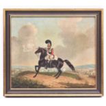 An oil painting on canvas of a mounted Life Guard Trooper firing from the saddle, c 1822,13½” x