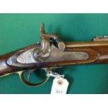 A .577" Enfield 3 band percussion rifle, barrel 39" with ordnance proofs and government sale mark (