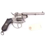 A Belgian 12 shot 7mm Chaineux double action pinfire revolver, c 1865, round barrel with octagonal