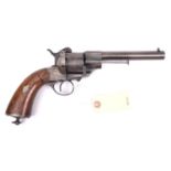 A rare French made 6 shot 12mm Swedish Army Model 1863 Lefaucheux single action pinfire revolver,