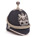 An officer’s blue cloth home service helmet of the 3rd Lancashire Artillery Volunteers, silver