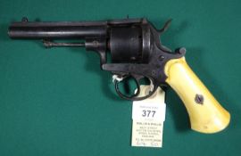 A European 6 shot 9mm Mayers type closed frame double action pinfire revolver, c 1865, round