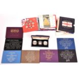 EIIR UK Proof sets: 1970 ½ crown to ½ d (8 coins); 1971, 50p to ½p (6 coins); 1977, Crown and 50p to