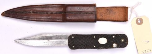 A good folding Bowie knife, blade 7" marked “M Trustworthy. Mappin and Webb Royal Cutlery Works