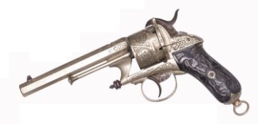 A Belgian 6 shot 12mm Chamelot & Delvigne double action pin-fire revolver, c 1865, number 3217,