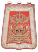 A Victorian officer’s full dress embroidered sabretache of the 15th (the King’s) Hussars, of scarlet