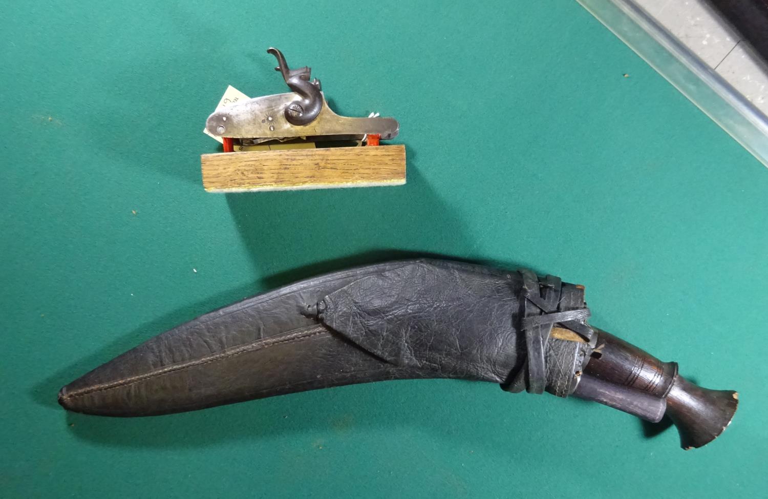 A Gurkha kukri, 13½” blade, black leather sheath with one companion knife; a pair of DB shotgun - Image 2 of 2