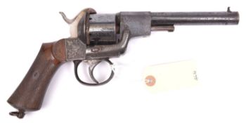 A Belgian 6 shot 12mm Kinapen double action pinfire revolver c 1865,