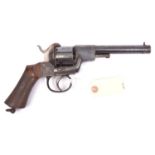 A Belgian 6 shot 12mm Kinapen double action pinfire revolver c 1865,