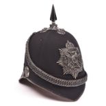 An officer’s scarce post 1902 black cloth home service helmet of the North Middlesex Rifles,