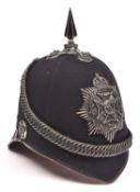 An officer’s scarce post 1902 black cloth home service helmet of the North Middlesex Rifles,