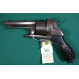 A Belgian 6 shot 12mm Chamelot & Delvigne double action pinfire revolver, c 1865, number 9293,