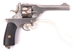 A finely crafted non working miniature Webley Fosbery Model 1901 automatic revolver, 2¼” overall