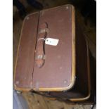 An early 20th Century travelling trunk or steamer trunk. Wood strip bindings and with striped