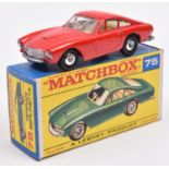 A Matchbox Series Ferrari Berlinetta (75b). In red with chrome wheels and black plastic tyres.