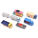 7 nicely restored Corgi Toys. 2x Commer trucks- A Wall's Refrigerator Van in cream and dark blue and