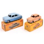 2 Dinky Toys. Ford Zephyr Saloon (162). An example in light and dark blue with light grey wheels and