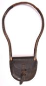 A Railway Tyers single line Tablet Pounch and Hoop. Leather covered hoop and pouch with brass