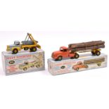 2 French Dinky Supertoys. A Tracteur Willeme Avec Semi-Remorque Fardier (36A). In orange with yellow