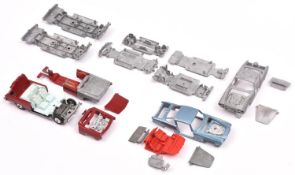 Original 1960's Corgi Toys production tests/metal castings 'in the white'. Examples include part