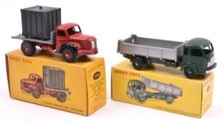 2 French Dinky Toys. Berliet Container Truck (34B). Cab and chassis in 'red oxide' red with grey