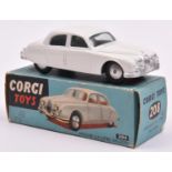 Corgi Toys Jaguar 2.4 Litre Saloon (208). An early example in white with no interior or